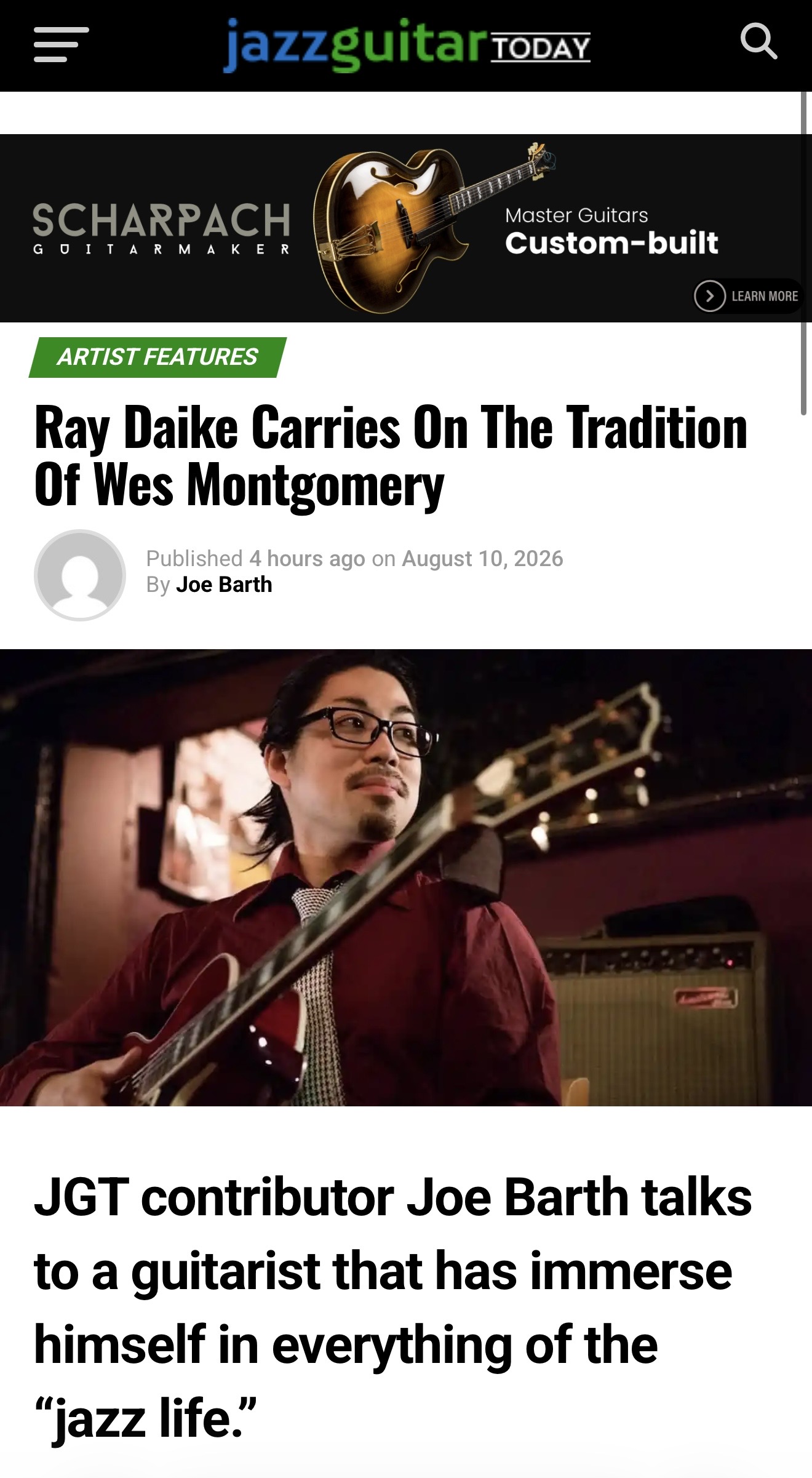 Jazz Guitar Today feature article on Ray Daike